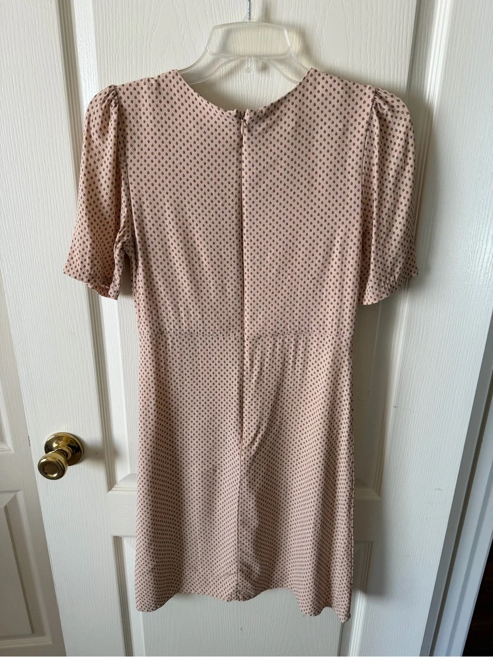H&M Beige Floral Puff Sleeve Mini Dress Size 4